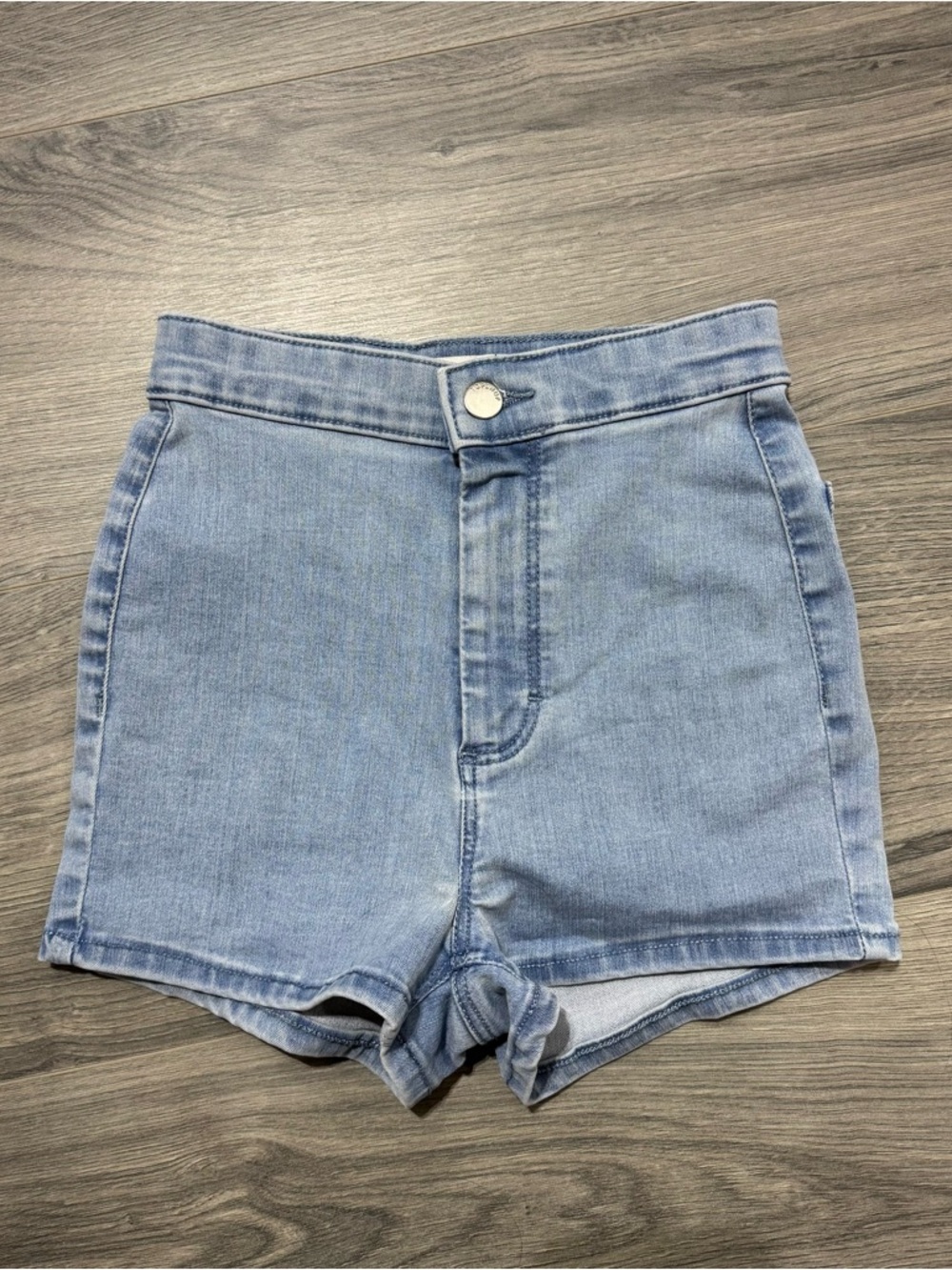 Topshop Blue High-Waist Denim Shorts